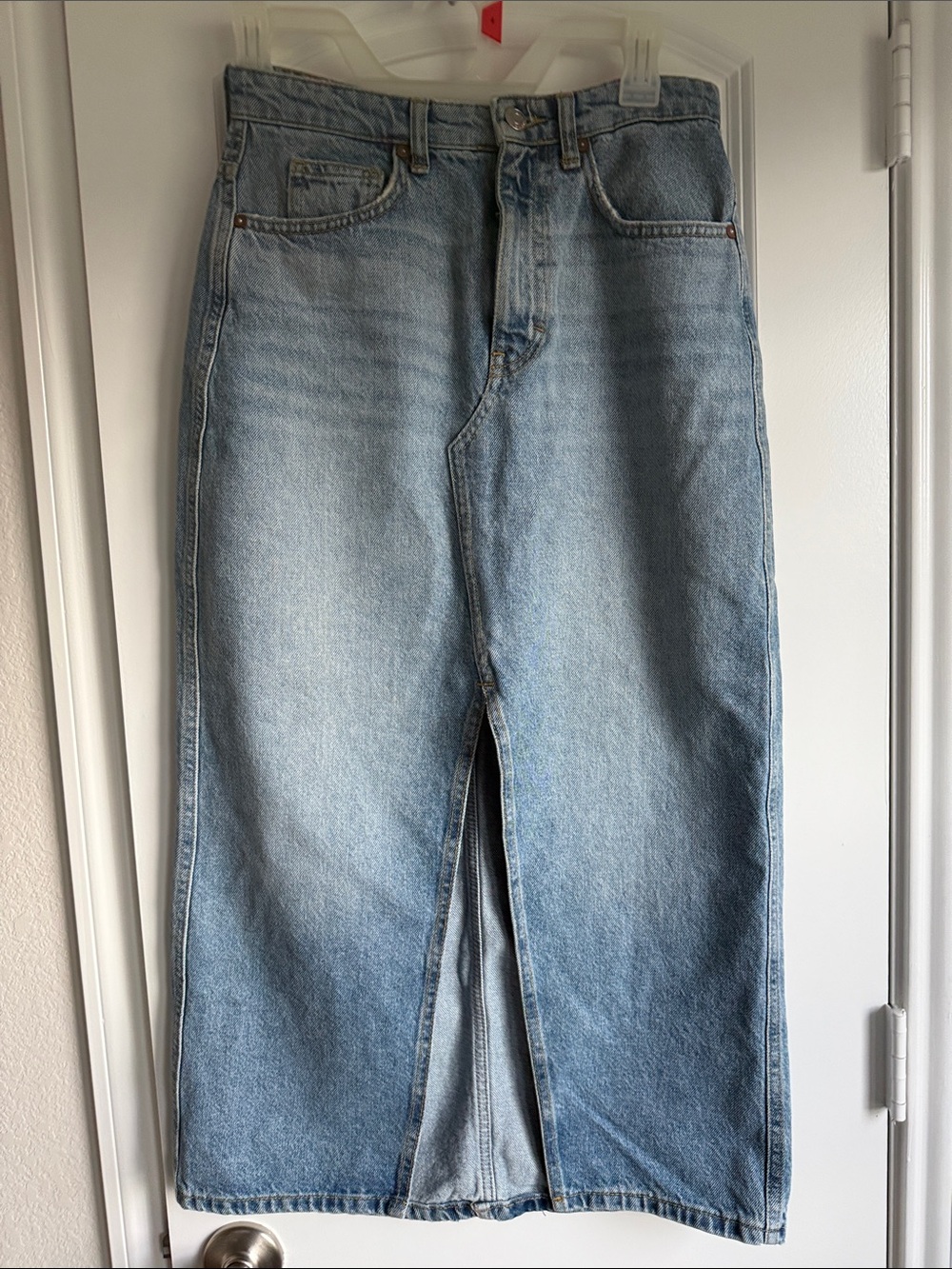 Mango Light Blue Straight-Leg Jeans Skirt
